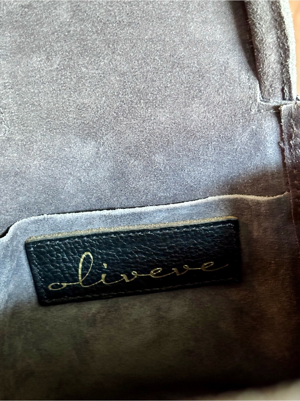Oliveve Mini Top-Handle Crossbody Bag in Slate Gray Italian leather-backed suede - Picture 3 of 4